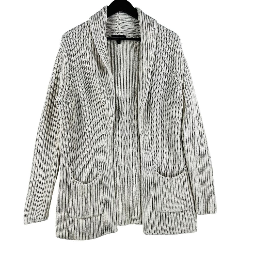 Banana Republic Women's Chunky Knit 100% Cotton Cardigan SZ SM Cream Pockets